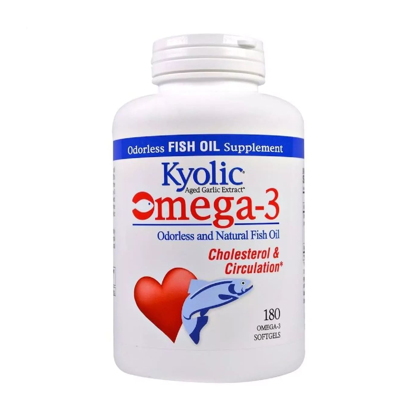 Риб'ячий жир Kyolic Cholesterol &amp; Circulation Omega-3 натуральний, без запаху, 180 капсул